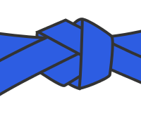 Der blaue Gürtel steht für den Himmel und somit sinnbildlich für eine Grenze. Der Schüler muss nun zeigen, dass er in der Lage ist, Höheres anzustreben und auch zu erreichen. (4. Kup)